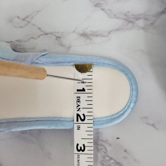 Vintage Blue Satin and Lace Women's House Slippers 60s Peep Toe - Picture 10 of 12